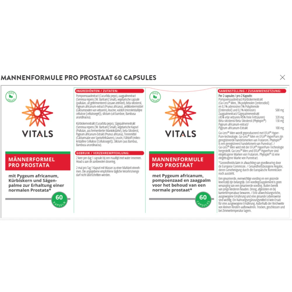 Vitals Mannenformule Pro Prostaat 4 Vitals Mannenformule Pro Prostaat - Afbeelding 2